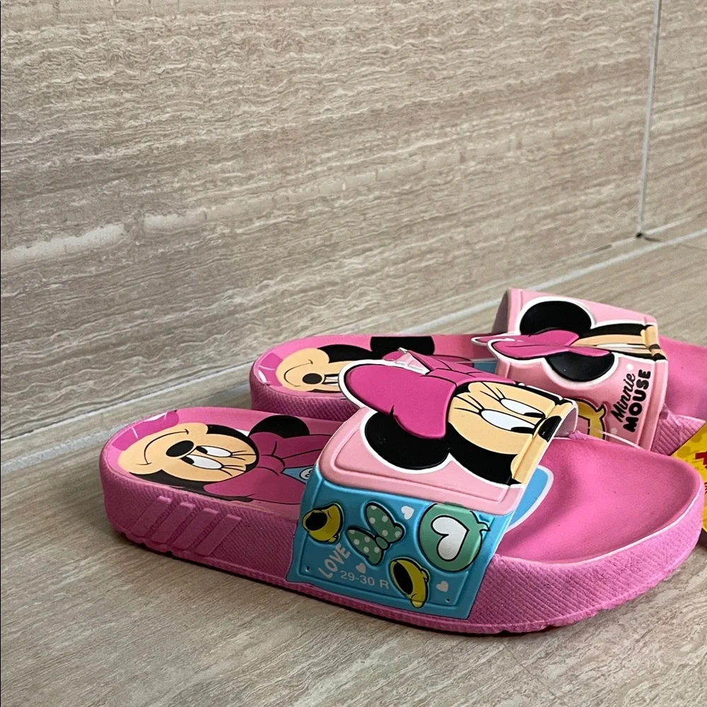 Disney Minnie Mouse NWT Sz 12-13 Pink Kids Slide Sandals